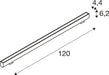 Technical drawing of a 120mm long linear profile with dimensions 4.4mm x 6.2mm.