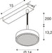 Technical drawing of a ceiling-mounted spotlight with dimensions.