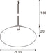 Technical drawing of a pendant light fixture with dimensions.
