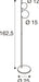 Technical drawing of a floor lamp with dimensions.