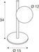 Technical drawing of a table lamp with dimensions.