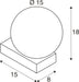 Technical drawing of a round knob with dimensions.