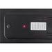 Close-up of a black panel with dip switches, power settings chart, and ventilation slots.