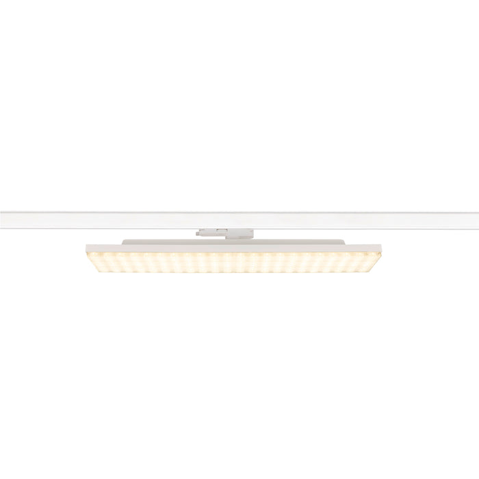 White LED panel track light fixture.