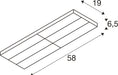 Technical drawing of a rectangular shelf with dimensions.
