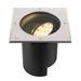SLV recessed ground light, stainless steel finish, black housing, in-ground mounting.