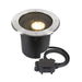 SLV black recessed ground light with stainless steel trim.