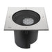 SLV ground recessed light, stainless steel trim, black body, in-ground mounting.