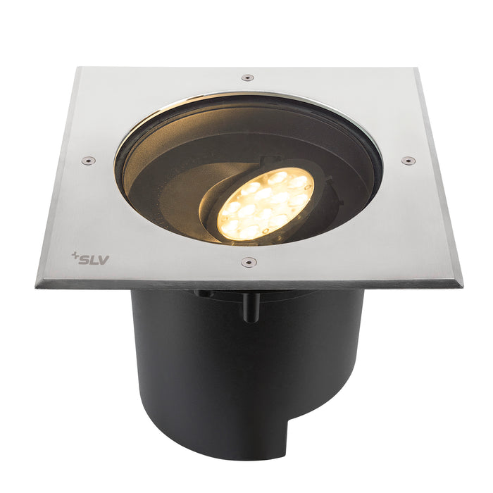 SLV Inground Light, stainless steel, black finish, recessed mounting.