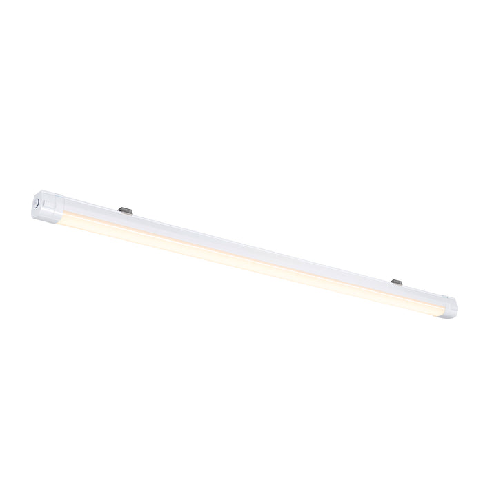 White surface-mounted LED linear light fixture.