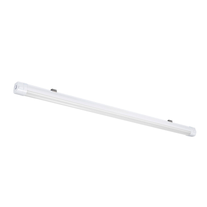 White surface-mounted LED linear light fixture.