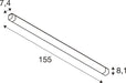 Technical drawing of a 155mm long rod with 7.4mm and 8.1mm diameter ends.
