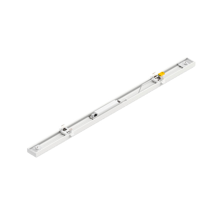 White aluminum track lighting rail with surface mounting.