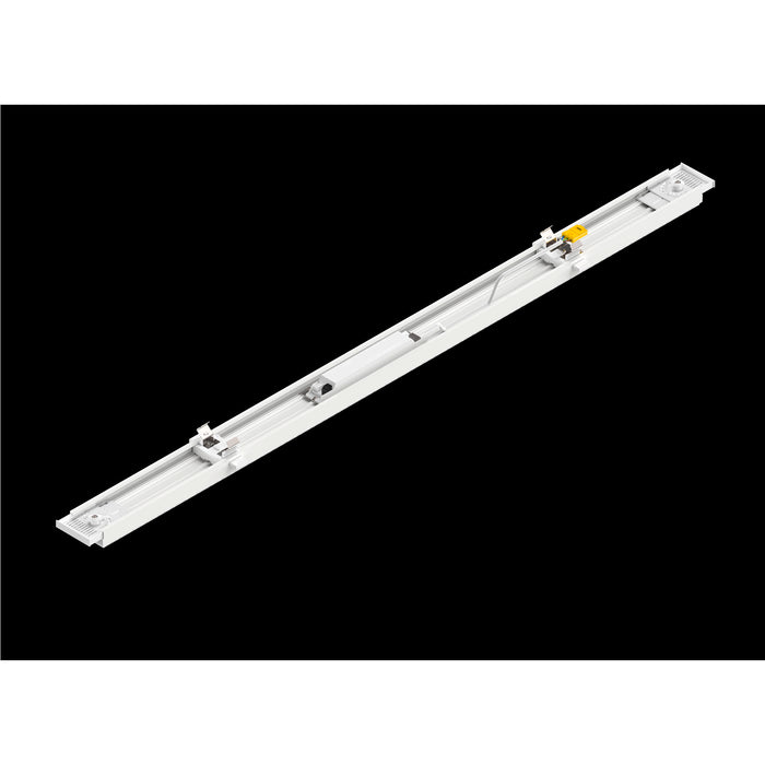 White aluminum surface-mounted linear lighting channel.