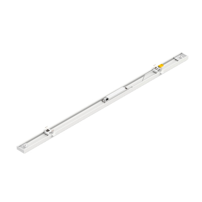 White aluminum track lighting rail with surface mounting.