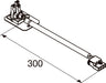 Technical drawing of a 300mm electrical cable with connector and mounting bracket.