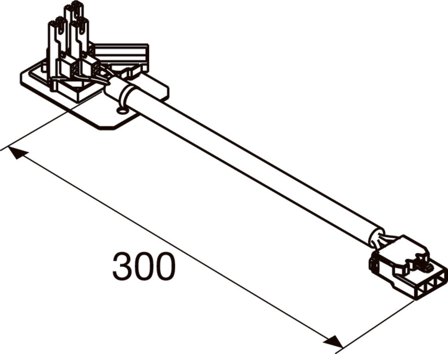 Technical drawing of a 300mm long connector cable.