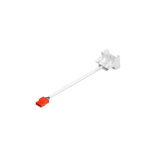 White plastic mounting bracket with attached cable and orange connector.