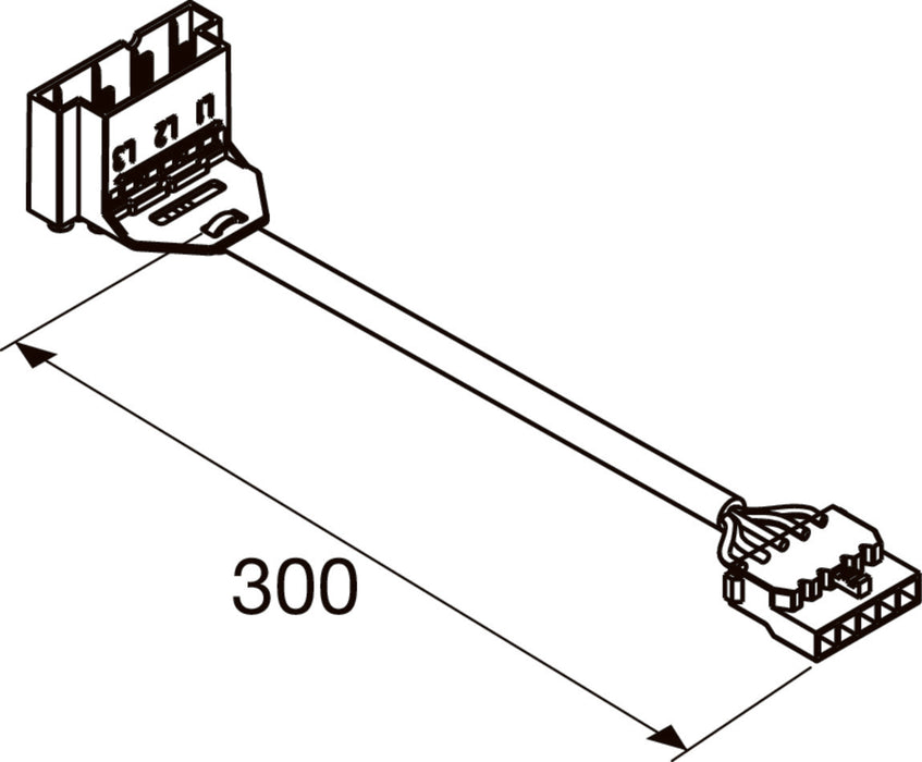 Wiring harness, 300mm length, with two plastic connectors.