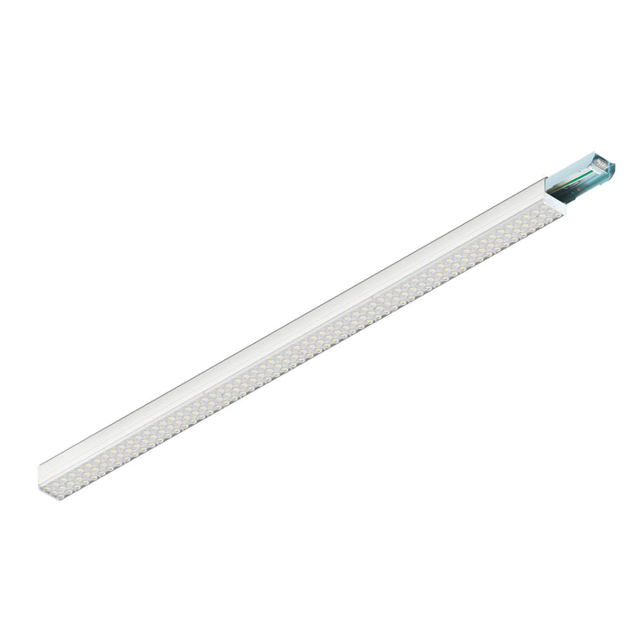 White LED strip light fixture, surface mounted.