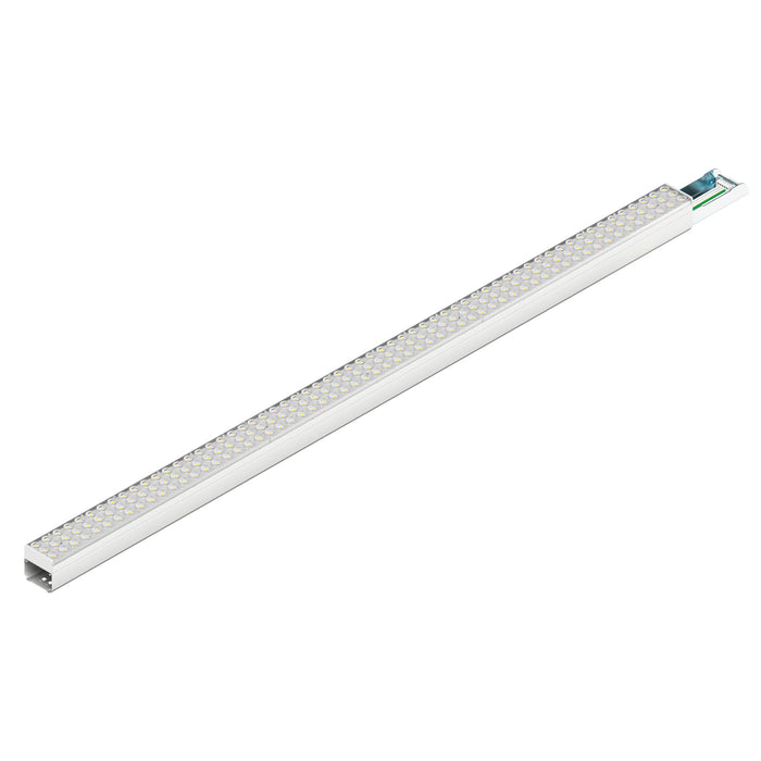White aluminum LED strip light fixture.