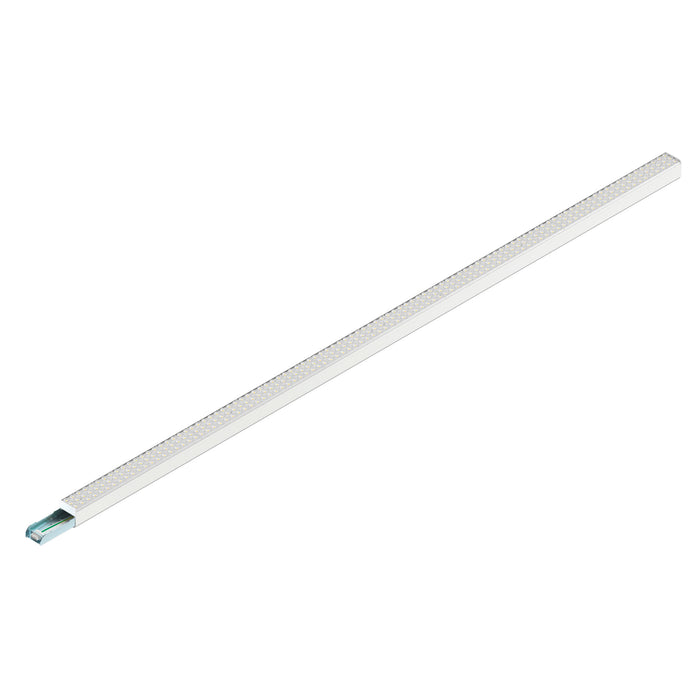 White aluminum linear LED light fixture.