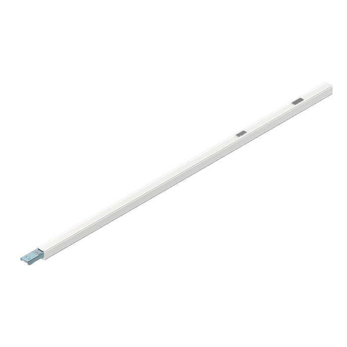 White metal track lighting rail with mounting hardware.