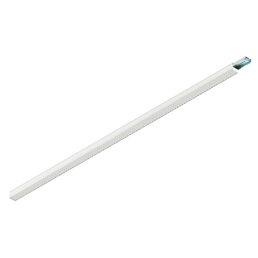 White linear LED light fixture, surface mounted.