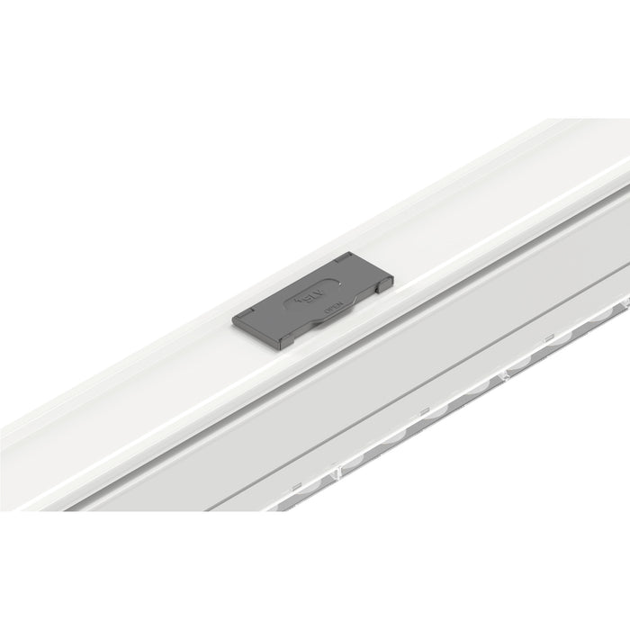 White surface-mounted LED profile with gray plastic cover.