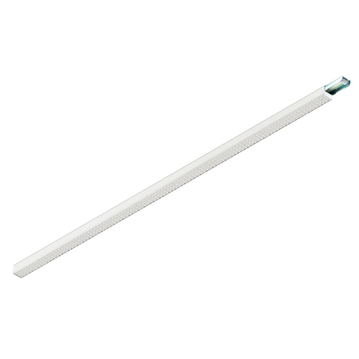 White linear LED light fixture, surface mounted.