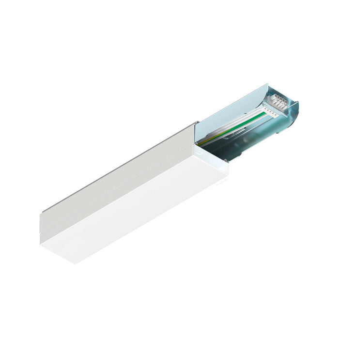 White aluminum linear LED light fixture, surface mounted.