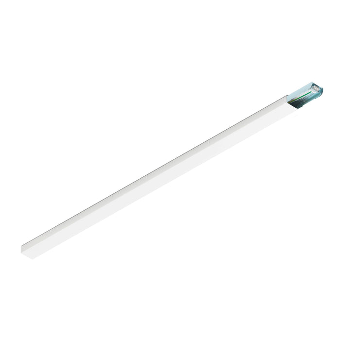 White linear LED light fixture, surface mounted.