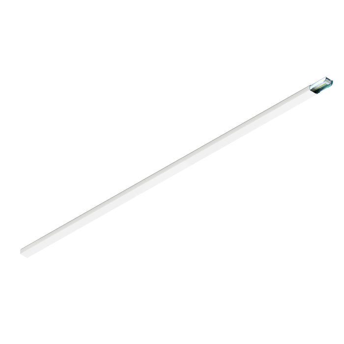 White linear LED ceiling light fixture.