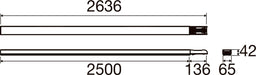 Technical drawing of a rod with dimensions 2636, 2500, 136, 65, and 42.