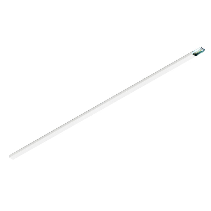 White linear LED light fixture, surface mounted.