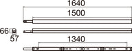 Technical drawing with dimensions for a metal rod.