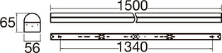 Technical drawing of a black wall-mounted bumper with dimensions.