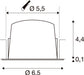 Technical drawing with dimensions for a recessed light fixture.