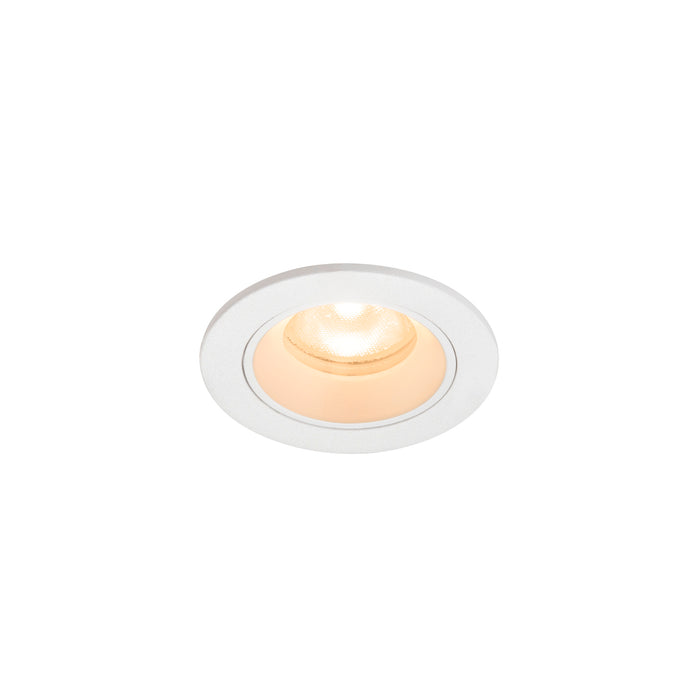 White recessed downlight fixture, flush mount.