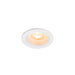 White recessed downlight fixture, flush mount.