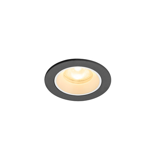 Recessed ceiling light fixture, dark gray finish.
