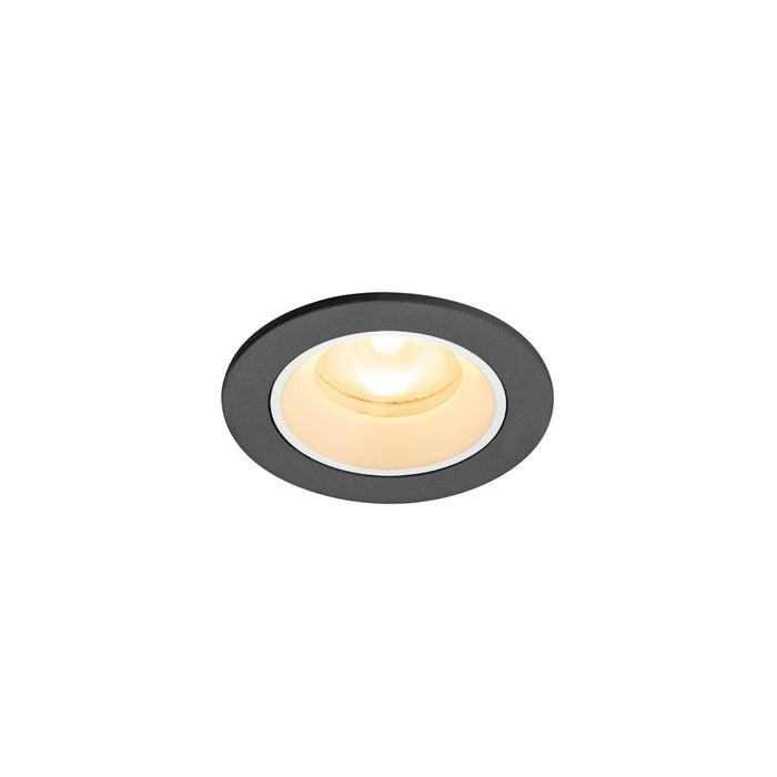 Recessed ceiling light fixture, dark gray finish.