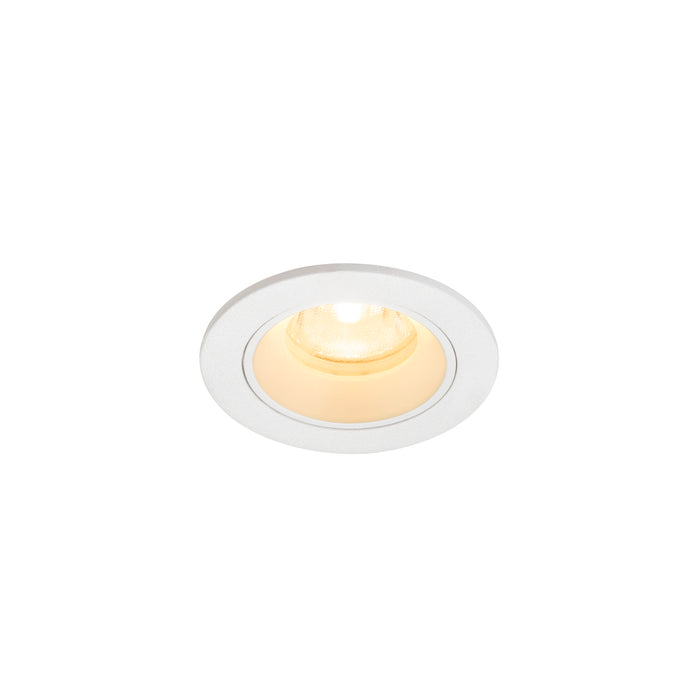 White recessed ceiling light fixture.
