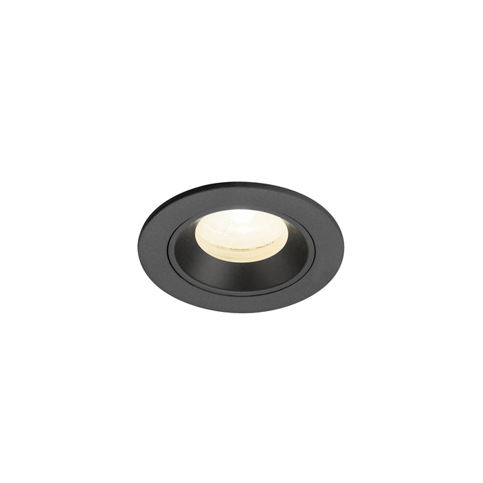 Black recessed downlight fixture.