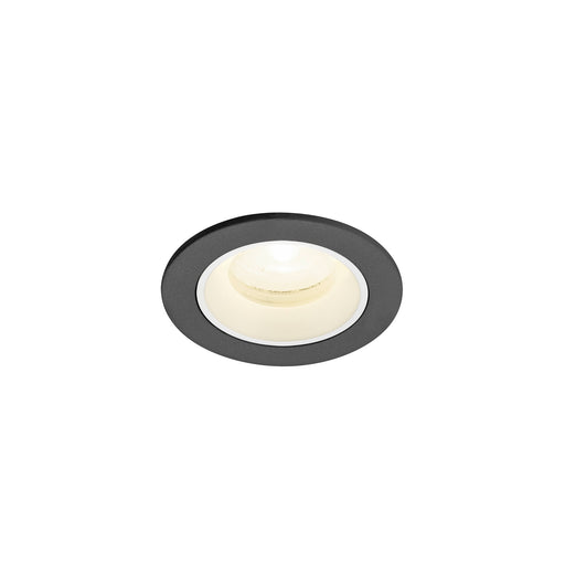 Recessed ceiling light fixture, metal with gray finish.