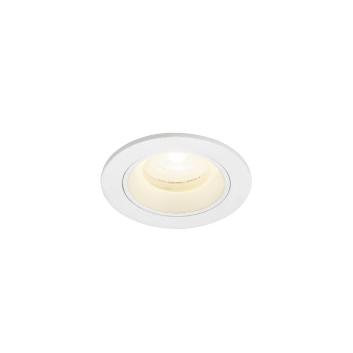 White recessed ceiling light fixture.