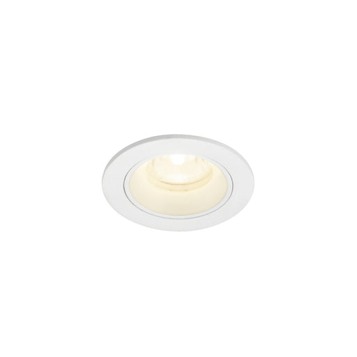 White recessed ceiling light fixture with a textured finish.