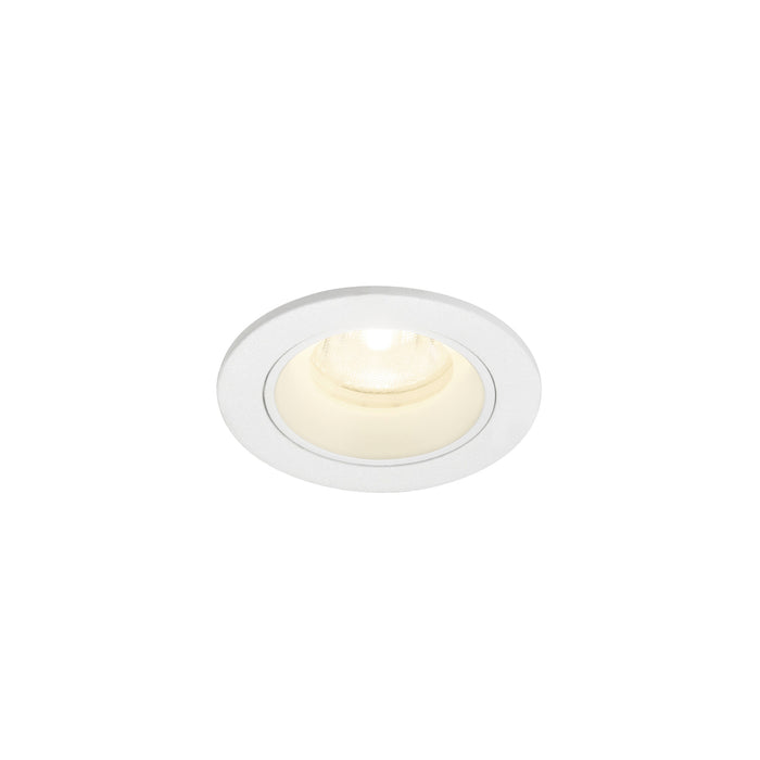 White recessed ceiling light fixture with a textured finish.