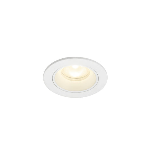 White recessed ceiling light fixture.