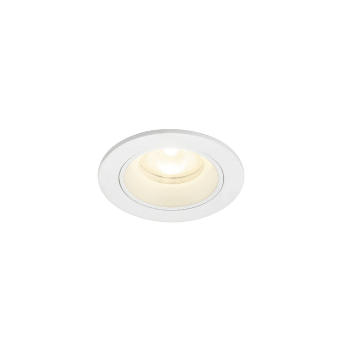 White recessed ceiling light fixture.